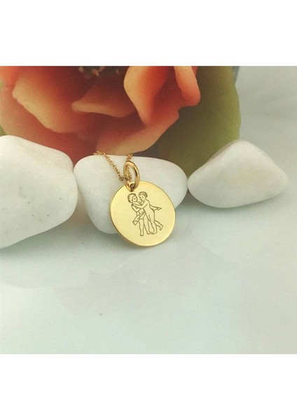 Has Altın Kaplama Ikizler Burcu 925K Kolye