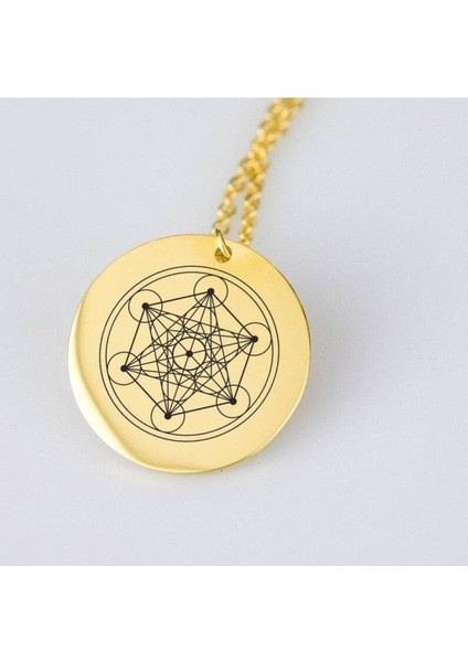 Has Altın Kaplama Metatron Disk 925K Kolye