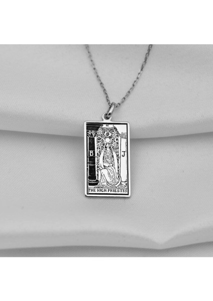 925 Ayar Gümüş Tarot (The High Priestes) Yüksek Rahibe Kolye