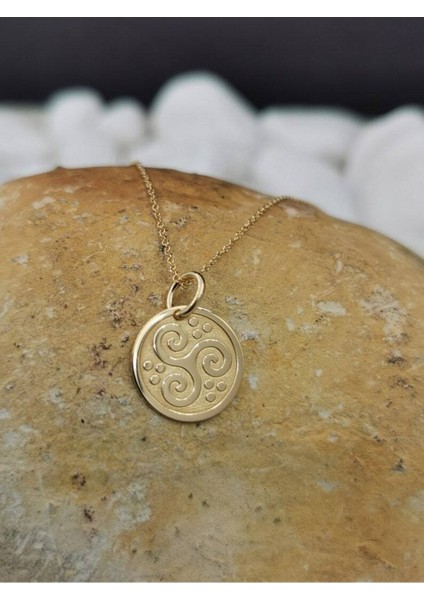 Has Altın Kaplama Üçlü Spiral 925K Kolye