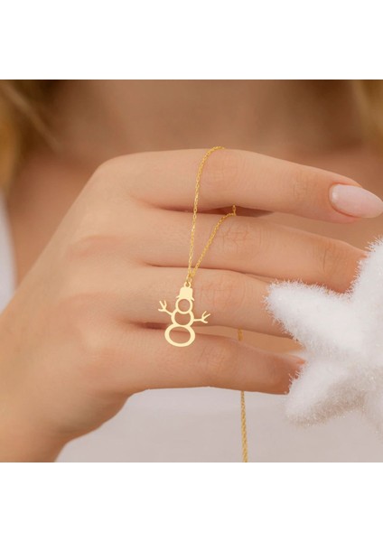 925 Ayar Gümüş Yılbaşı Temalı Kardan Adam Kolye