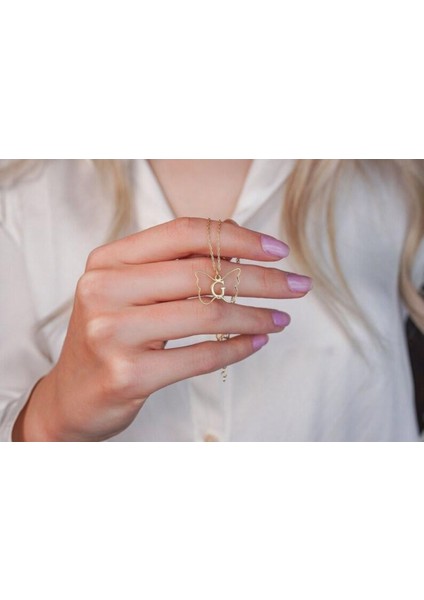 925 Ayar Gümüş Kelebek Harf Kolye fiyatları