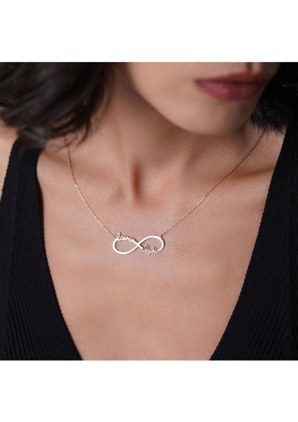 925 Ayar Gümüş Sonsuzluk Çift Isim Kolye
