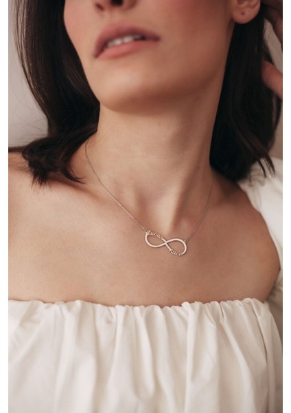925 Ayar Gümüş Sonsuzluk Çift Isim Kolye