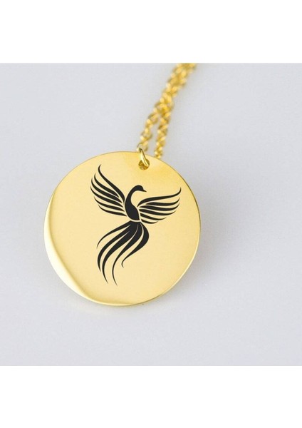 Has Altın Kaplama Anka Disk 925K Kolye