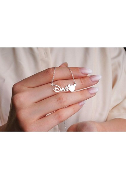 925 Ayar Gümüş Mickey Mouse Isim Kolye modelleri