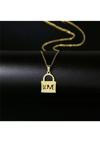 Has Altın Kaplama Kilit Love 925K Kolye