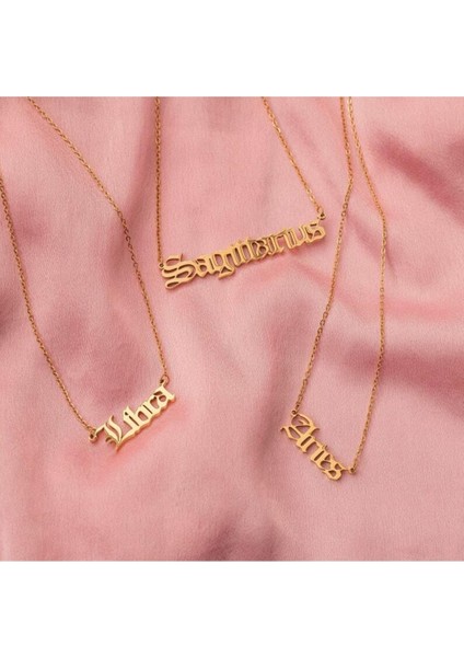 Has Altın Kaplama Old English Font Burç 925K Kolye (Tek Adet) fiyatları