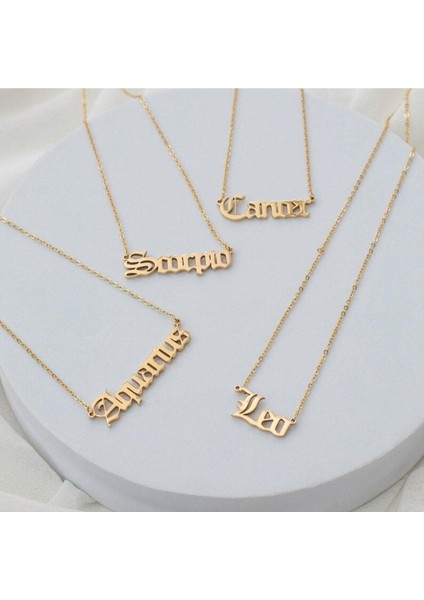 Has Altın Kaplama Old English Font Burç 925K Kolye (Tek Adet) fırsatları