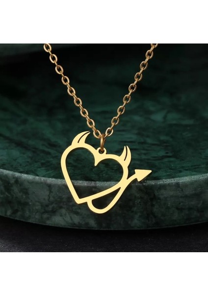Has Altın Kaplama Kalp Şeytan Kuyruk 925K Kolye fiyatları