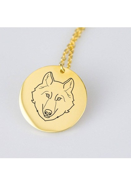 Has Altın Kaplama Kurt Disk 925K Kolye