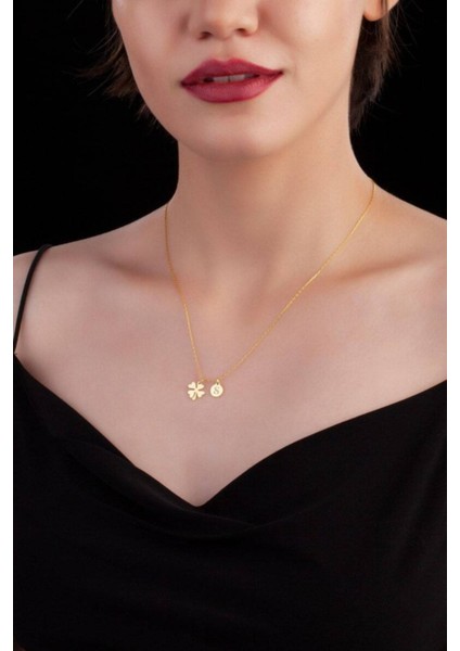 925 Ayar Gümüş Yonca Harf Kolye