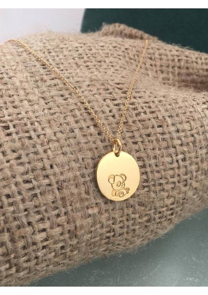 Has Altın Kaplama Işlemeli Panda 925K Kolye