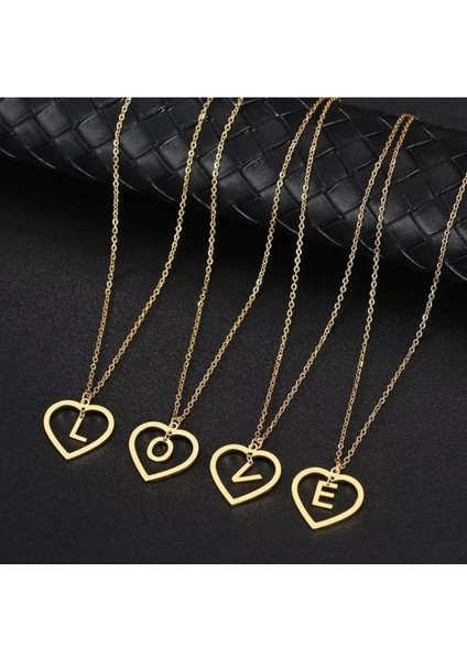 Has Altın Kaplama Kalp Içinde Sallantılı Harf 925K Kolye modelleri