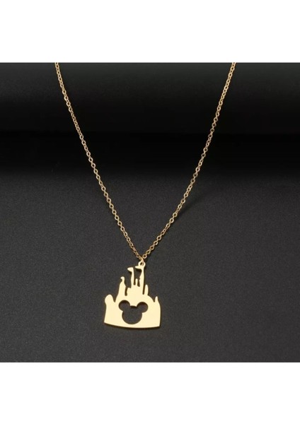 925 Ayar Gümüş Mickey Mouse Detaylı Şato Kolye