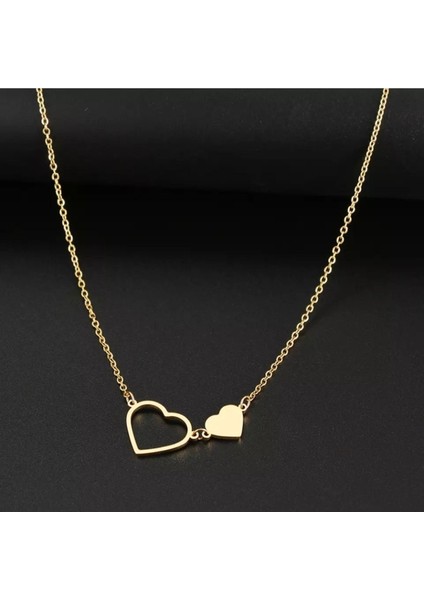 Has Altın Kaplama Kalpler 925K Kolye