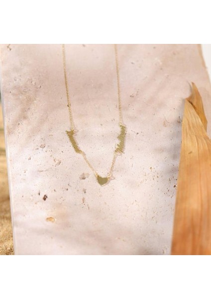 925 Ayar Gümüş Çift Isim Kalp Kolye