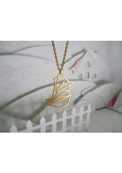 Has Altın Kaplama Origami Tilki 925K Kolye