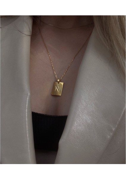 925 Ayar Gümüş Harfli Plaka Kolye