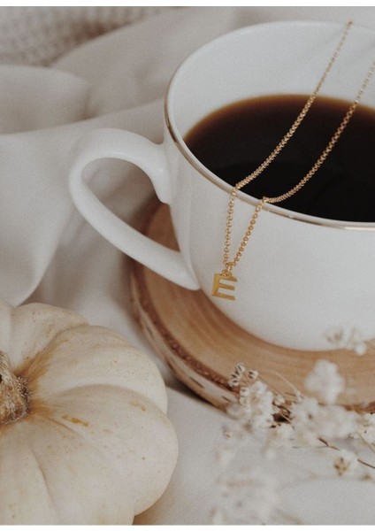 Has Altın Kaplama E Harfi 925K Kolye