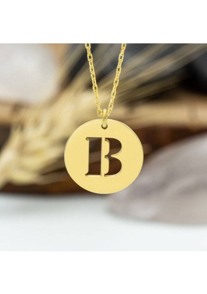 Has Altın Kaplama Disk Harf 925K Kolye