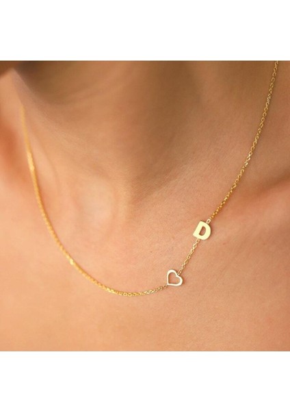 Has Altın Kaplama Yan Model Kalp Harf 925K Kolye fiyatları