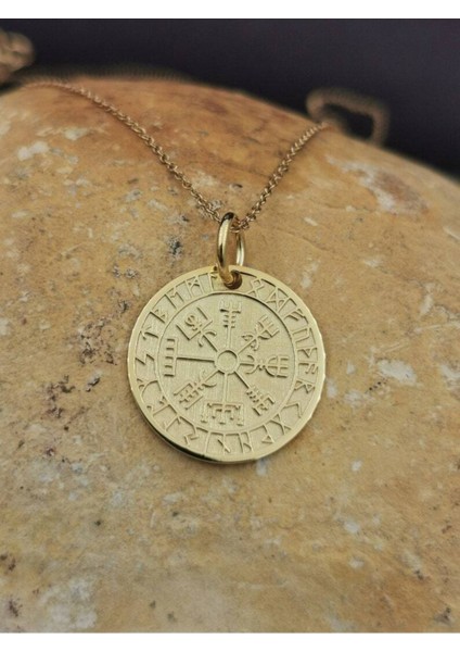 Has Altın Kaplama Viking Pusulası 925K Kolye