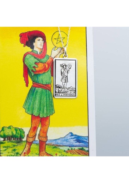925K Kolye Tarot (Page Of Pentacles) 5 Köşeli Yıldız Sayfası modelleri