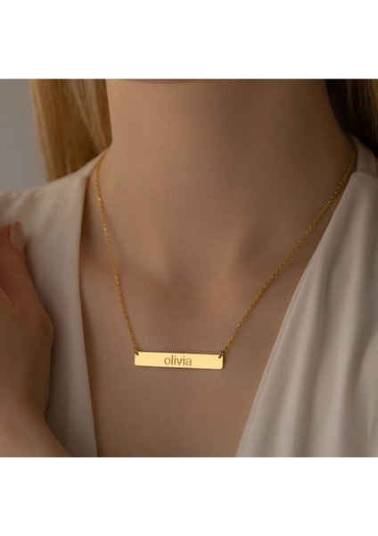 925 Ayar Gümüş Plaka Isim Kolye
