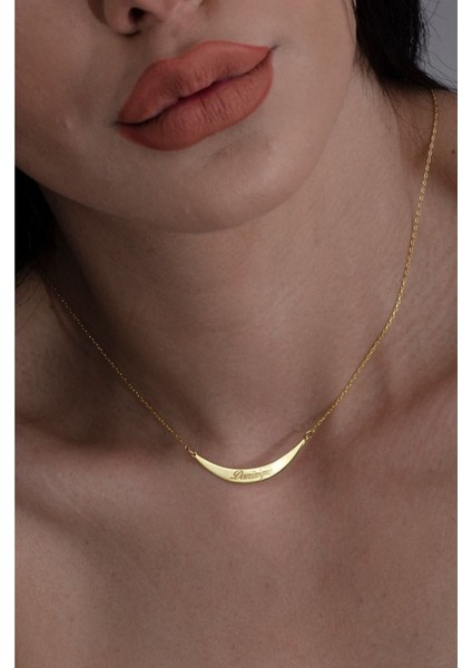 925 Ayar Gümüş Hilal Isim Kolye modelleri