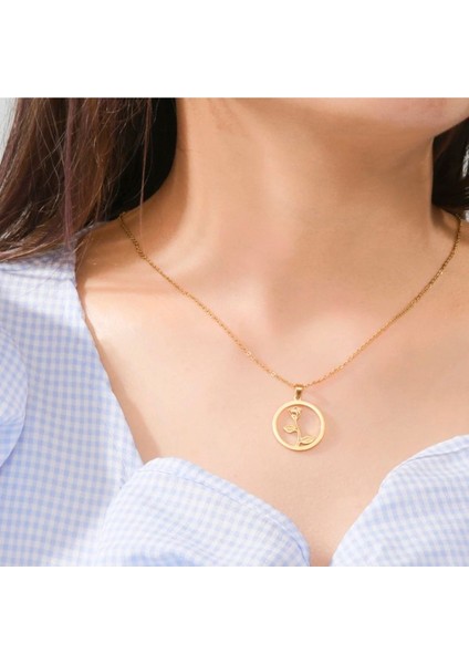 Has Altın Kaplama Gül 925K Kolye