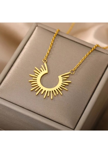 Has Altın Kaplama Güneş 925K Kolye