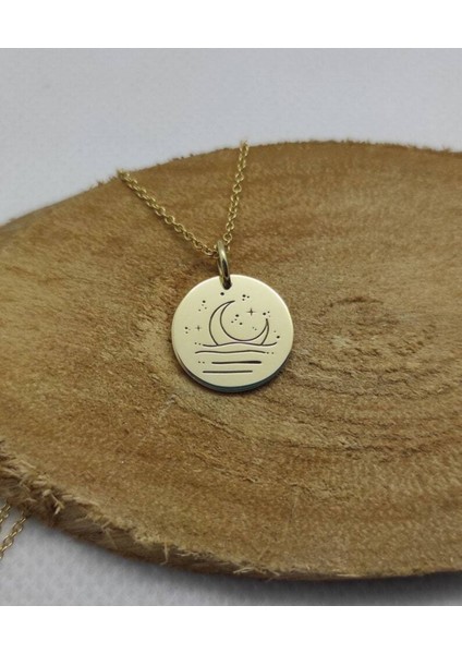 Has Altın Kaplama Ay 925K Kolye