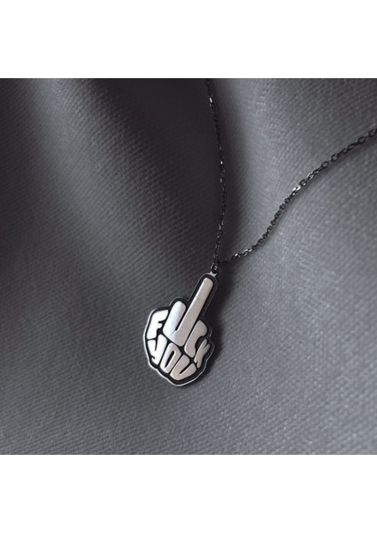 925 Ayar Gümüş Fck You Kolye