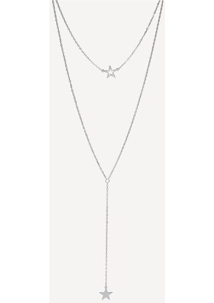 925 Ayar Gümüş Çift Yıldız Kolye