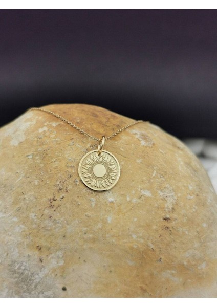 Has Altın Kaplama Ay Çiçeği 925K Kolye