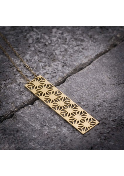 Has Altın Kaplama Tasarım Dikdörtgen 925K Kolye