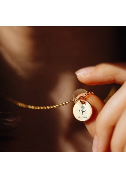 925 Ayar Gümüş Gül Tasarım Harf Tarih Kolye fiyatları