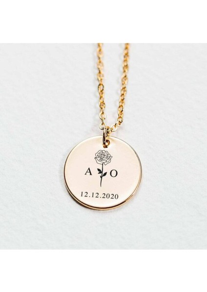 925 Ayar Gümüş Gül Tasarım Harf Tarih Kolye fırsatları