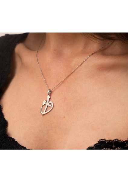 925 Ayar Gümüş Elif Vav Kolye