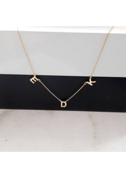 Has Altın Kaplama Üç Harf 925K Kolye