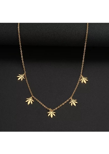 Has Altın Kaplama Çoklu Akçaağaç 925K Kolye