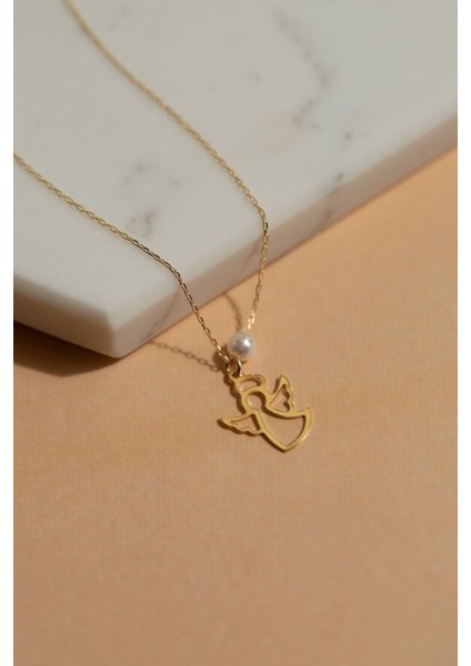 925 Ayar Gümüş Inci ve Melek Kolye