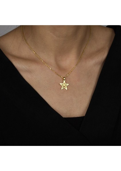 Has Altın Kaplama Yıldız 925K Kolye