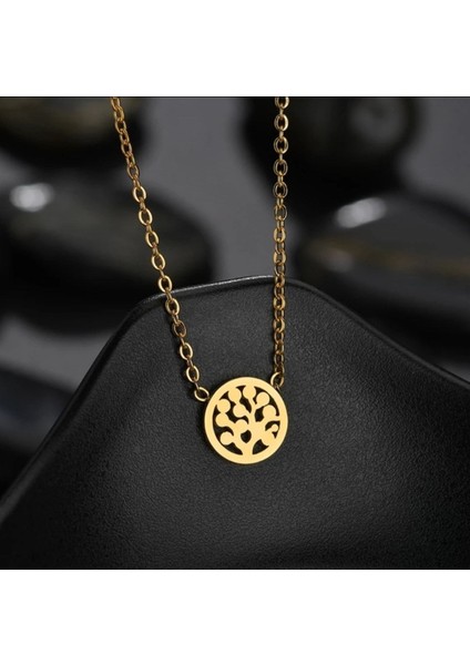 Has Altın Kaplama Minimal Hayat Ağacı 925K Kolye