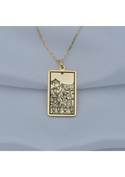 Has Altın Kaplama Six Of Cups Tarot 925K Kolye