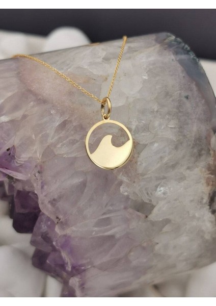 Has Altın Kaplama Dalga 925K Kolye