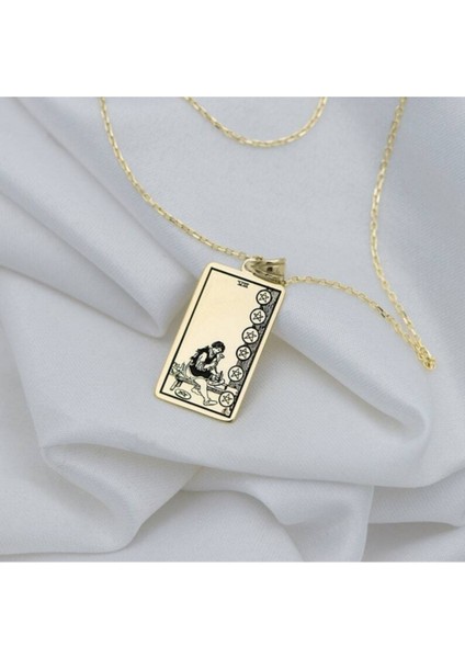 925 Ayar Gümüş Eight Of Pentacles Tarot Kolye