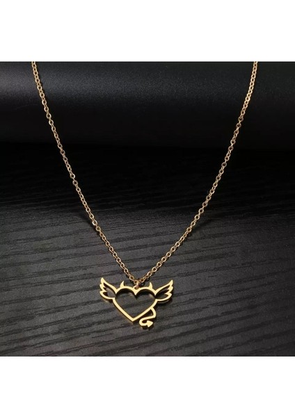 Has Altın Kaplama Kanatlı Kalp Şeytan 925K Kolye fiyatları