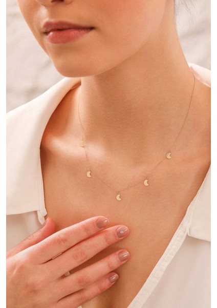 925 Ayar Gümüş Çoklu Ay Kolye